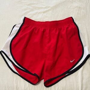 Nike Women's Red and White Athletic Shorts